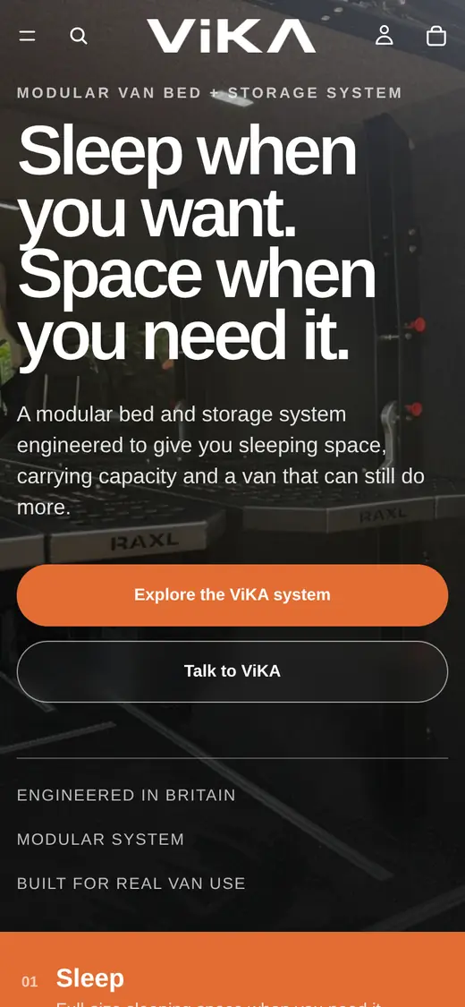 The ViKA homepage on a phone